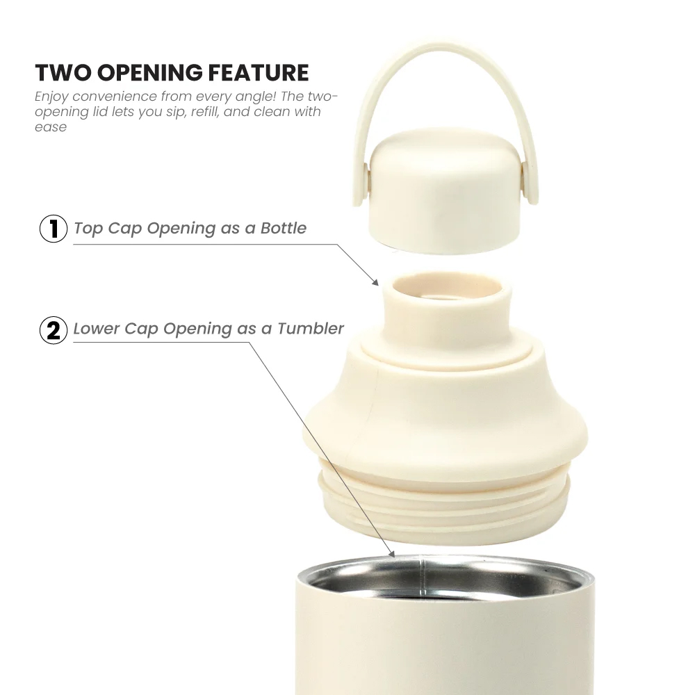Dual Opening SS Bottles, Double-Wall Insulated Body, Powder Coated, 500ml - alternate view